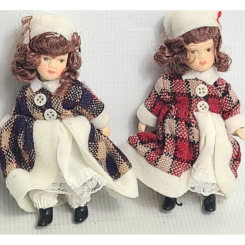 2 Vintage Porcelain Doll Set. Clothes Toy Girl Lady Lace Dress Hat Rare Antique?